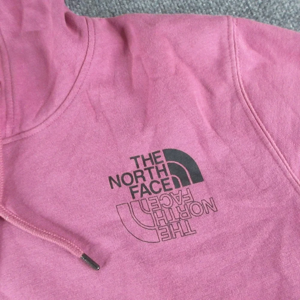 The North Face Hoodie Mens L Pink Pullover Kangaroo Pocket Graphic Sweatshirt